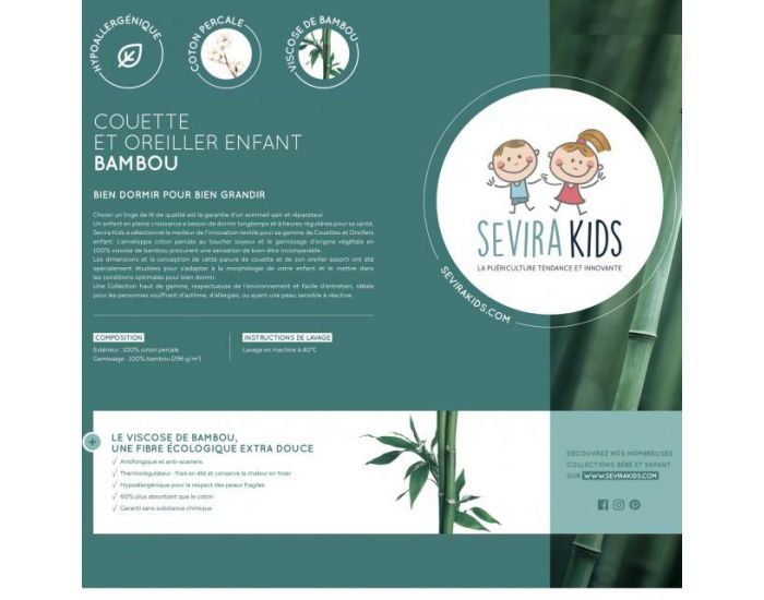 SEVIRA KIDS Couette et Oreiller Enfant - Coton Percale et Viscose de Bambou (6)
