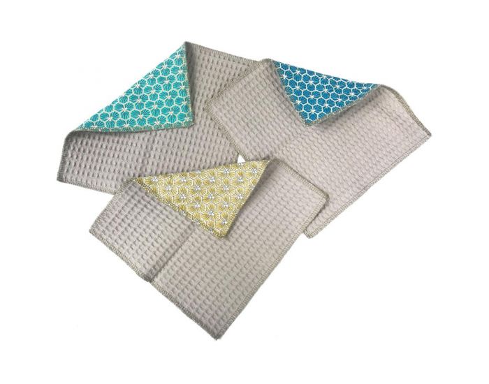 MELO'COTON Lot de 6 essuies tout lavables HEXAGONE Bleu (1)