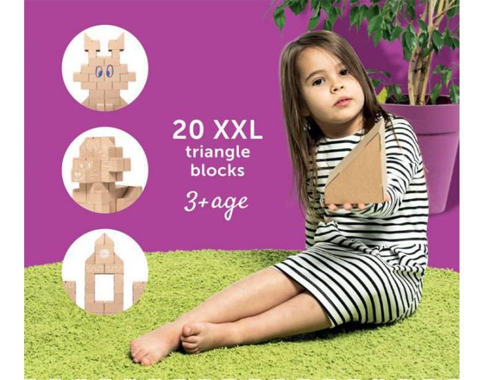 GIGI - 20 briques Triangles XL en Carton Recycl - Ds 3 ans (1)