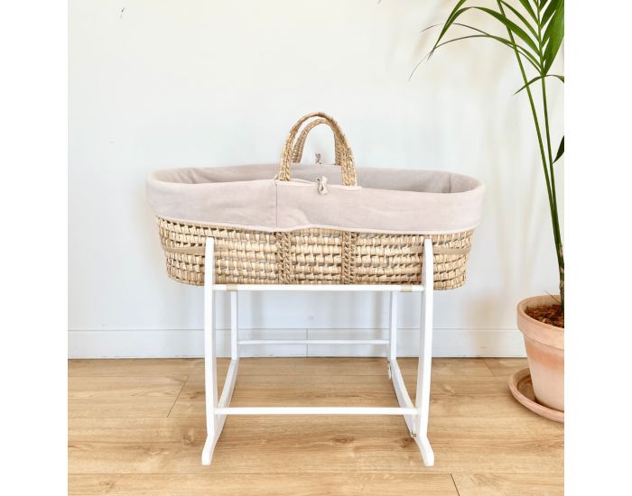  PREMIERS MOMENTS Couffin en feuilles de Palmier et Coton Bio + Support Blanc (7)