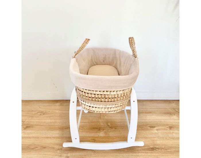  PREMIERS MOMENTS Couffin en feuilles de Palmier et Coton Bio + Support Blanc (8)