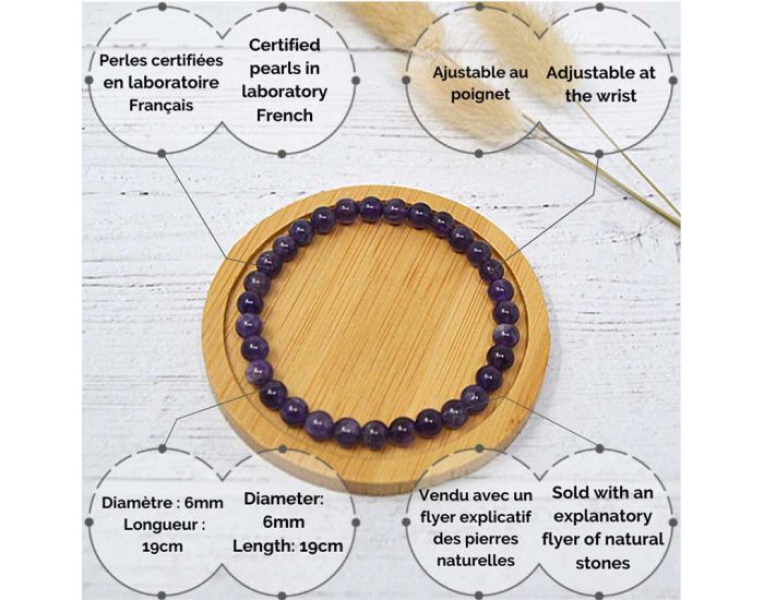 IRREVERSIBLE Bracelet Papa / Maman - Pierres naturelles : Amethyste (2)