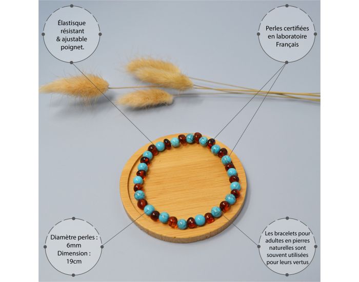  IRREVERSIBLE BIJOUX Bracelet Papa / Maman - Ambre / turquoise bleue (3)