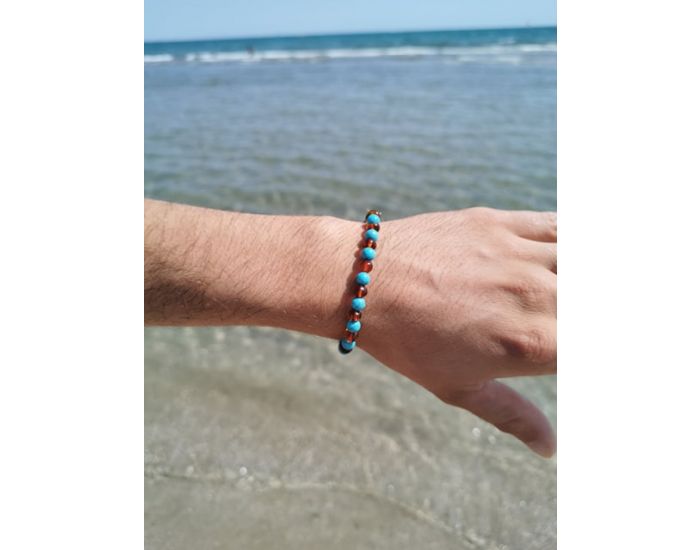  IRREVERSIBLE BIJOUX Bracelet Papa / Maman - Ambre / turquoise bleue (5)
