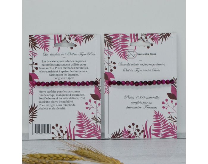 IRREVERSIBLE Bracelet Papa / Maman - Pierres naturelles : Oeil de tigre Rose (3)