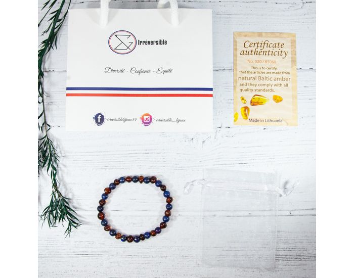  IRREVERSIBLE BIJOUX Bracelet Papa / Maman - Ambre / Lapis Lazuli (4)