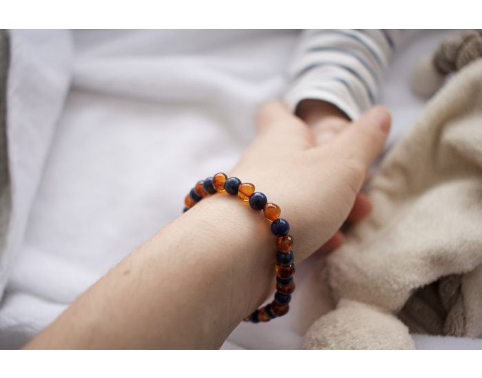  IRREVERSIBLE BIJOUX Bracelet Papa / Maman - Ambre / Lapis Lazuli (5)