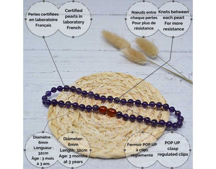 IRREVERSIBLE Collier B�b� - Pierres Naturelles : Amethyste (2)