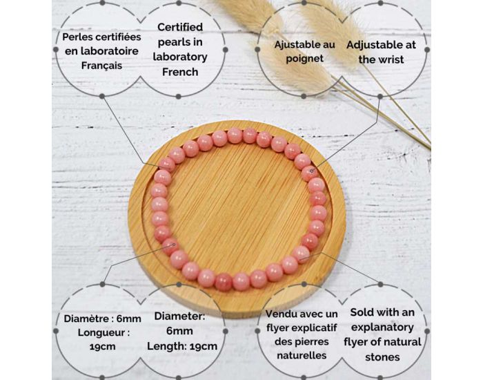 IRREVERSIBLE Bracelet Papa / Maman - Pierres naturelles : Quartz Rose (2)