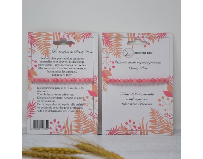 IRREVERSIBLE Bracelet Papa / Maman - Pierres naturelles : Quartz Rose (3)