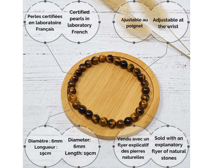IRREVERSIBLE Bracelet Papa / Maman - Pierres naturelles : Oeil de Tigre Marron (2)