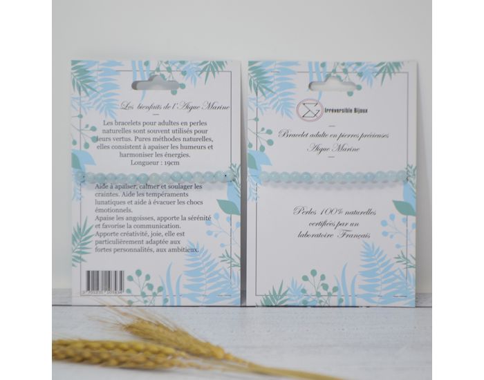  IRREVERSIBLE BIJOUX Bracelet Papa / Maman - Pierres naturelles : Aigue Marine (3)