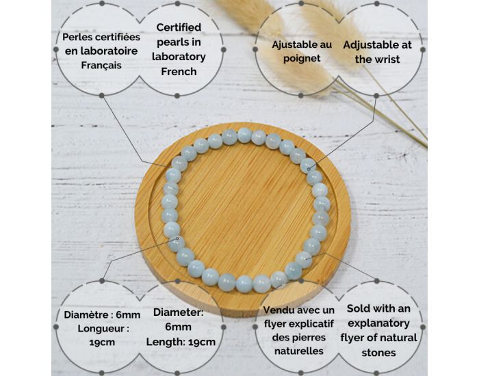  IRREVERSIBLE BIJOUX Bracelet Papa / Maman - Pierres naturelles : Aigue Marine (2)