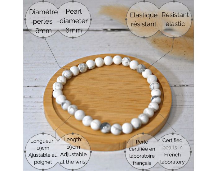 IRREVERSIBLE Bracelet Papa / Maman - Pierres naturelles : Turquoise blanche (3)