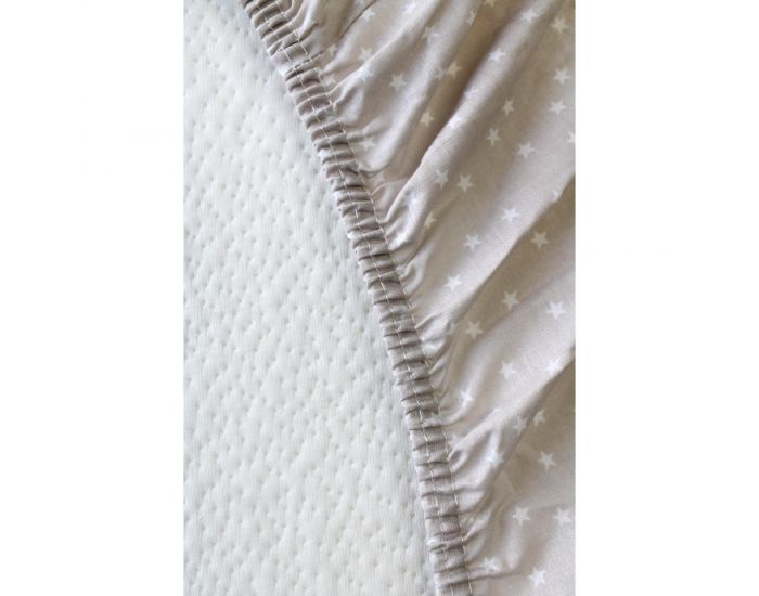 KADOLIS Drap Housse Enfant en Coton Bio - Etoile Beige (1)