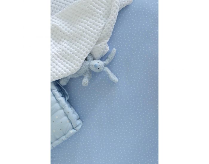 KADOLIS Drap Housse Enfant en Coton Bio - Etoile Bleu ciel (1)