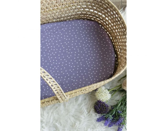 KADOLIS Drap housse Berceau/landau en Coton Bio - Etoiles Lilas (3)