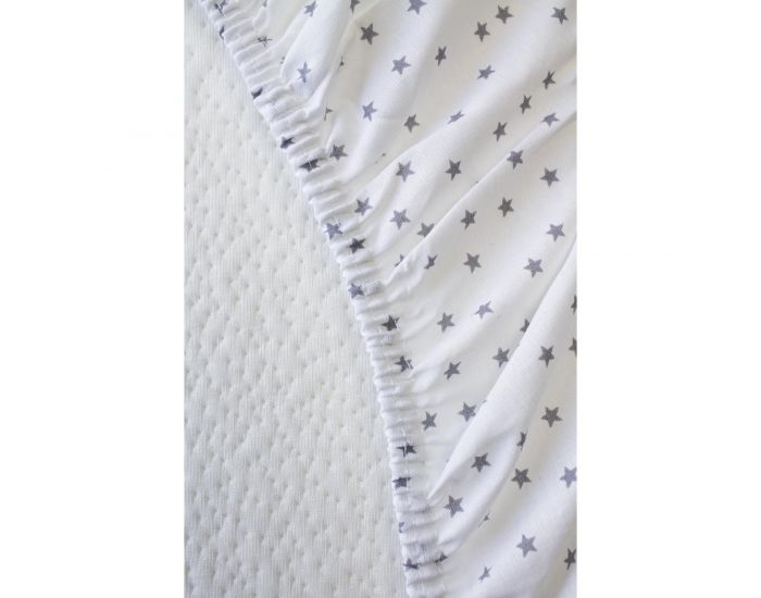 KADOLIS Drap housse Berceau/landau en Coton Bio - Etoiles Blanc (1)