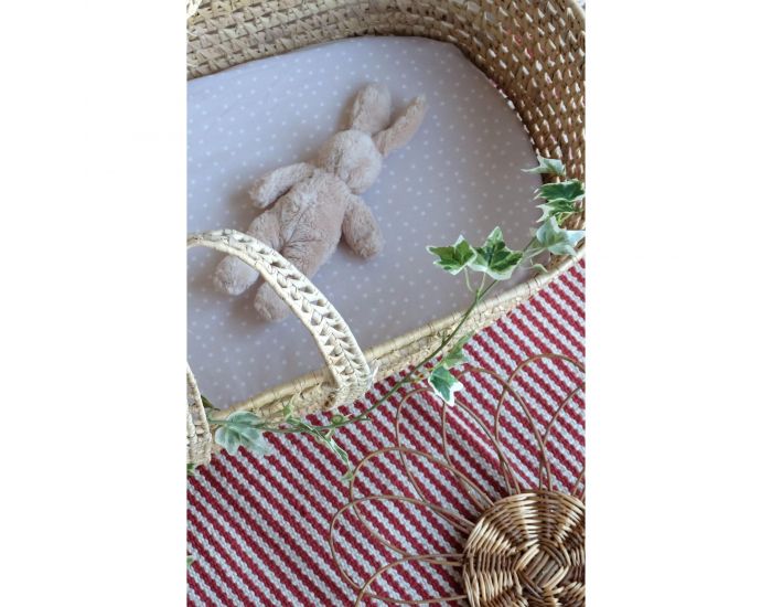 KADOLIS Drap housse Berceau/landau en Coton Bio - Etoiles Beige (2)