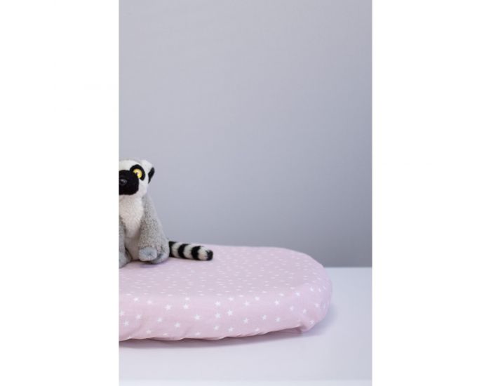 KADOLIS Drap housse Berceau/landau en Coton Bio - Etoiles Rose (1)
