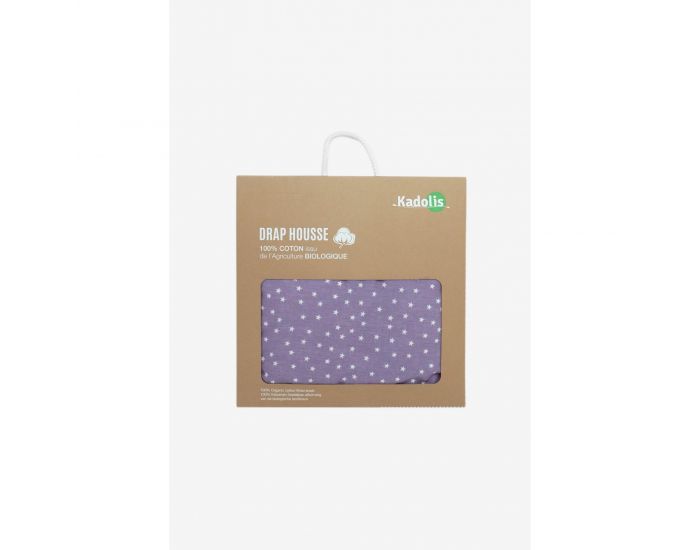 KADOLIS Drap housse Bb en Coton Bio - Etoiles Lilas (1)