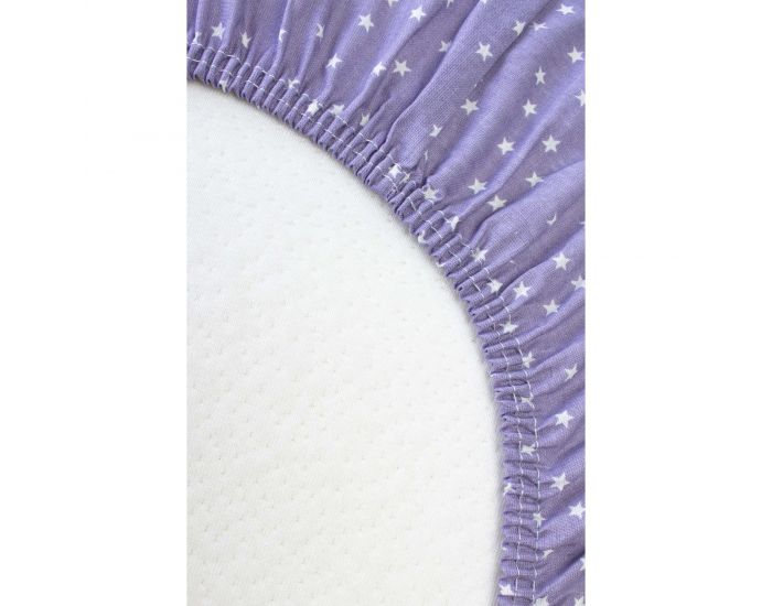 KADOLIS Drap housse Bb en Coton Bio - Etoiles Lilas (6)