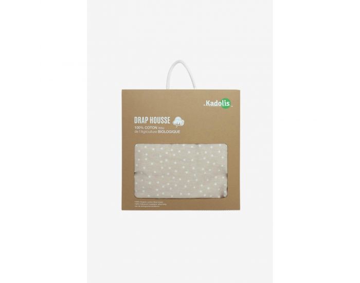 KADOLIS Drap housse B�b� en Coton Bio - Etoiles Beige (3)
