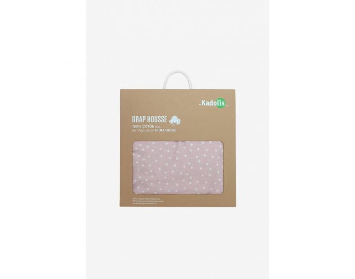 KADOLIS Drap housse Bb en Coton Bio - Etoiles Rose (3)