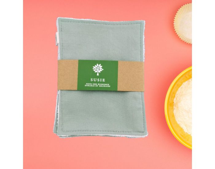 SUSIE Lot de 5 Lingettes unies 100 % coton bio 11 x 15 cm (1)