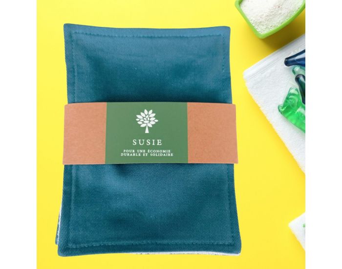 SUSIE Lot de 5 Lingettes unies 100 % coton bio 11 x 15 cm (2)