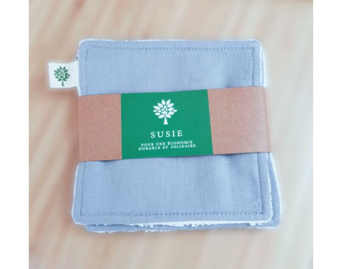SUSIE Lot de 5 Lingettes Unies 100 % Coton Bio 11 x 11 cm (1)