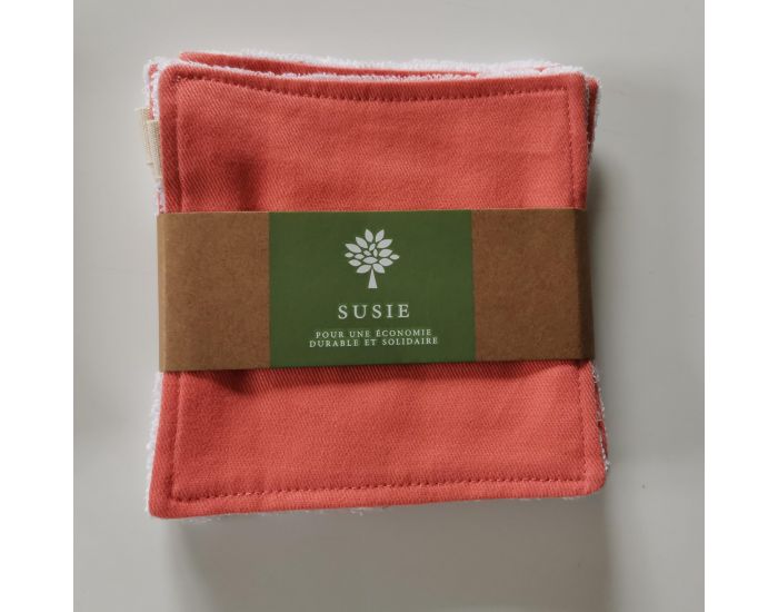 SUSIE Lot de 5 Lingettes Unies 100 % Coton Bio 11 x 11 cm (4)