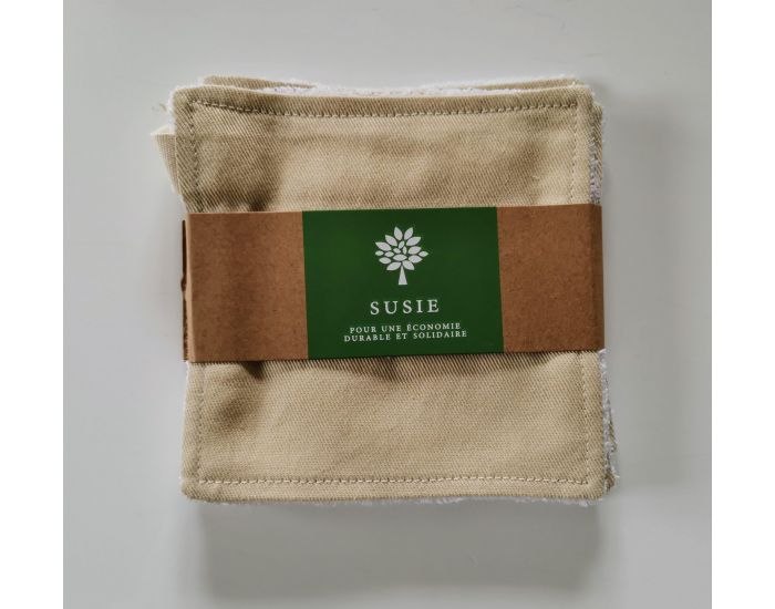 SUSIE Lot de 5 Lingettes Unies 100 % Coton Bio 11 x 11 cm (5)