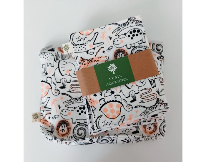 SUSIE Lot de 5 Lingettes imprimes 100 % coton bio 11 x 15 cm (11)