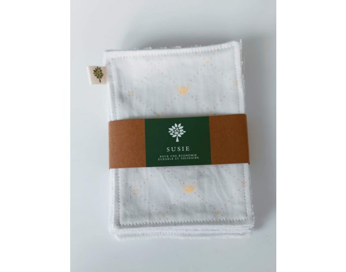 SUSIE Lot de 5 Lingettes imprimes 100 % coton bio 11 x 15 cm (20)