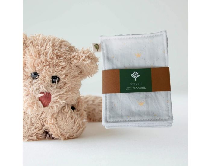 SUSIE Lot de 5 Lingettes imprimes 100 % coton bio 11 x 15 cm (3)