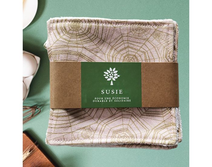 SUSIE Lot De 5 Lingettes Imprimes 100 % Coton Bio - 11 x 11 cm (2)
