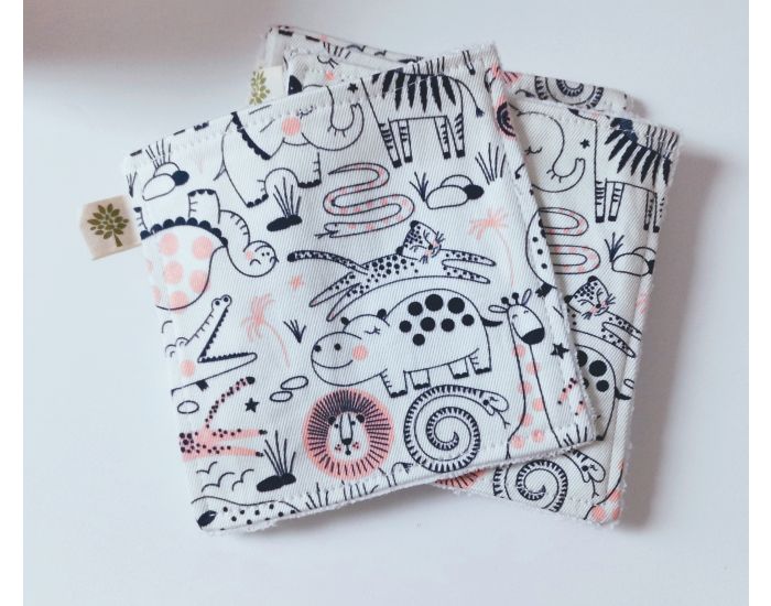 SUSIE Lot De 5 Lingettes Imprimes 100 % Coton Bio - 11 x 11 cm (17)