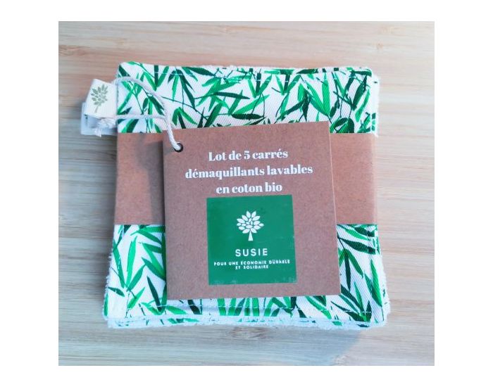 SUSIE Lot De 5 Lingettes Imprimes 100 % Coton Bio - 11 x 11 cm (18)