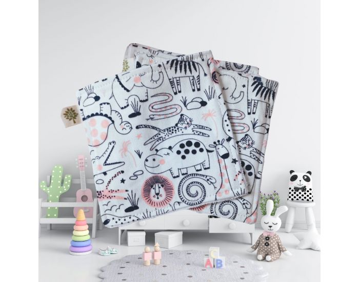 SUSIE Lot De 5 Lingettes Imprimes 100 % Coton Bio - 11 x 11 cm (3)