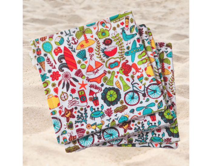 SUSIE Lot De 5 Lingettes Imprimes 100 % Coton Bio - 11 x 11 cm (4)