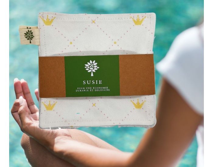 SUSIE Lot De 5 Lingettes Imprimes 100 % Coton Bio - 11 x 11 cm (5)