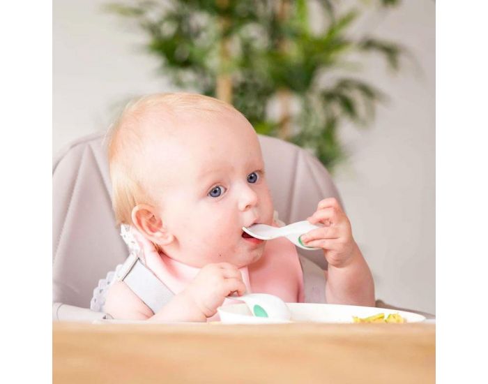 DODDL Set de voyage 2 couverts ergonomiques pour bb Verts - Ds 6 mois (2)