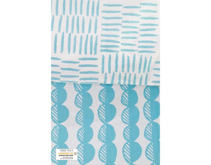 KADOLIS Housse de Couette Bb Coton bio Galets Bleus 100x140 cm + Taie  (5)