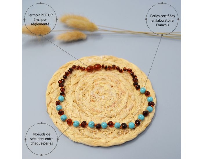  Collier d'Ambre & Turquoise Bleue - Bb (3)