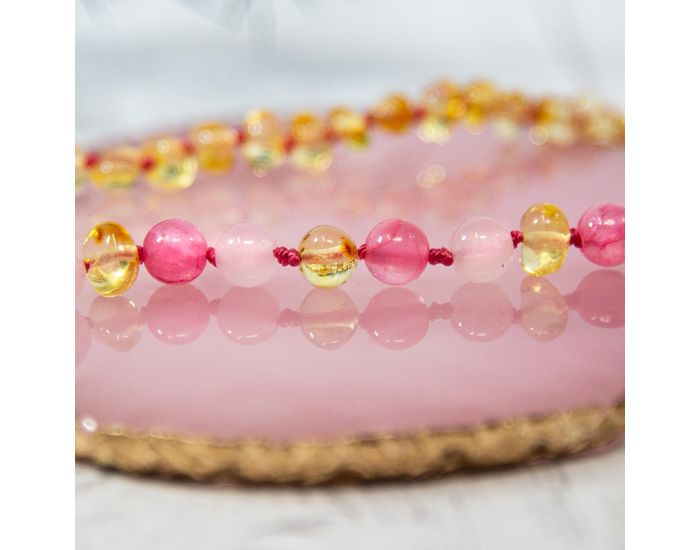 IRREVERSIBLE Collier d'ambre & quartz rose - Pour bb (2)