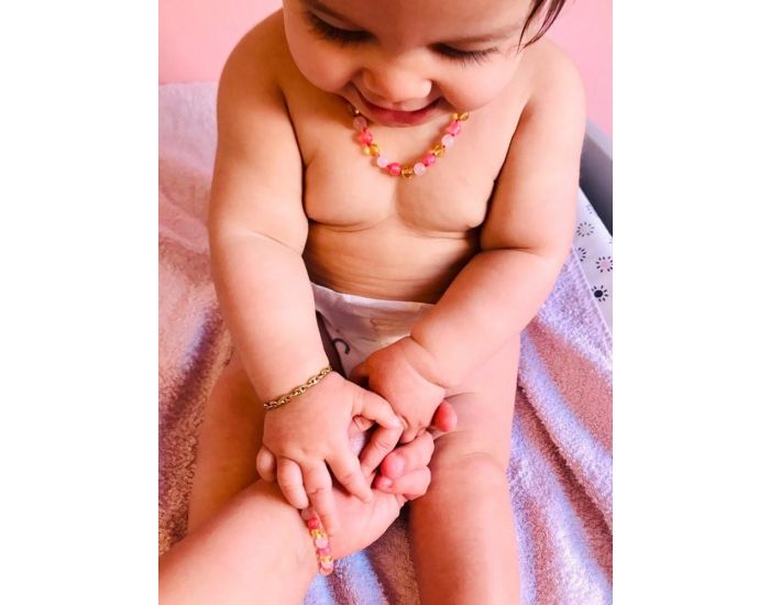 IRREVERSIBLE Collier d'ambre & quartz rose - Pour bb (10)