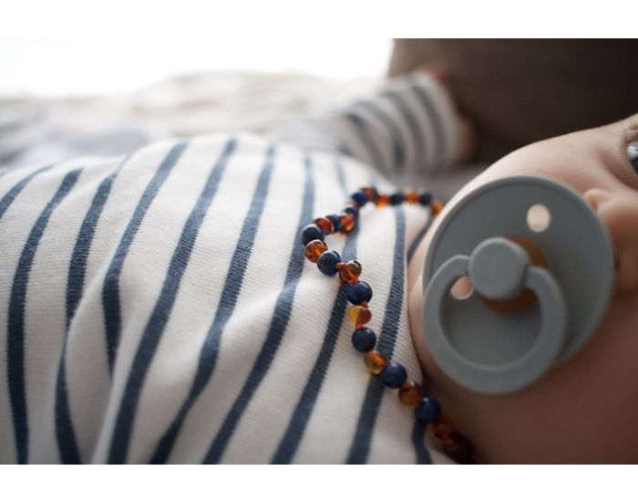 IRREVERSIBLE Collier d'ambre & lapis lazuli - Pour bb (5)