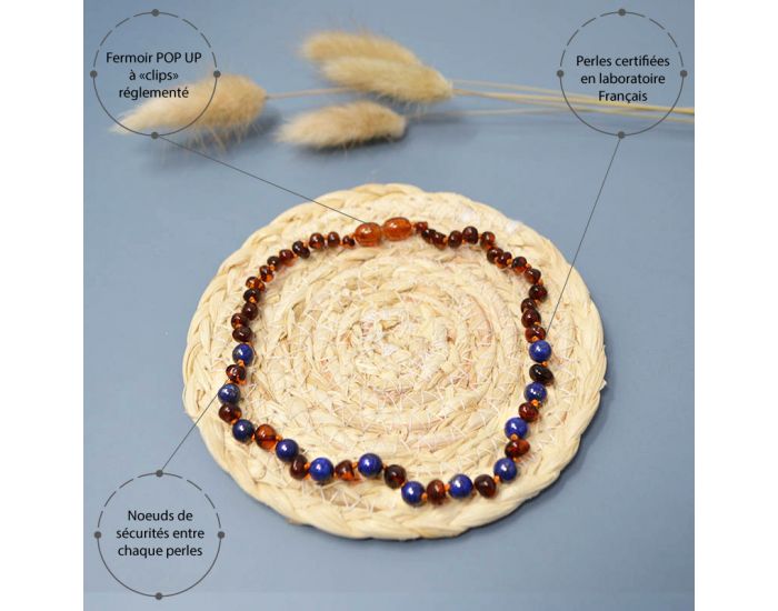 IRREVERSIBLE Collier d'ambre & lapis lazuli - Pour bb (3)