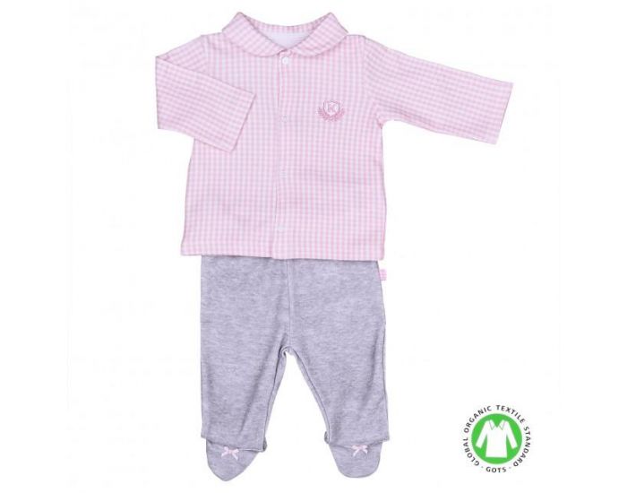 SEVIRA KIDS Ensemble Vtements Bb - Pyjama 2 Pices - Vichy Karl Rose (5)